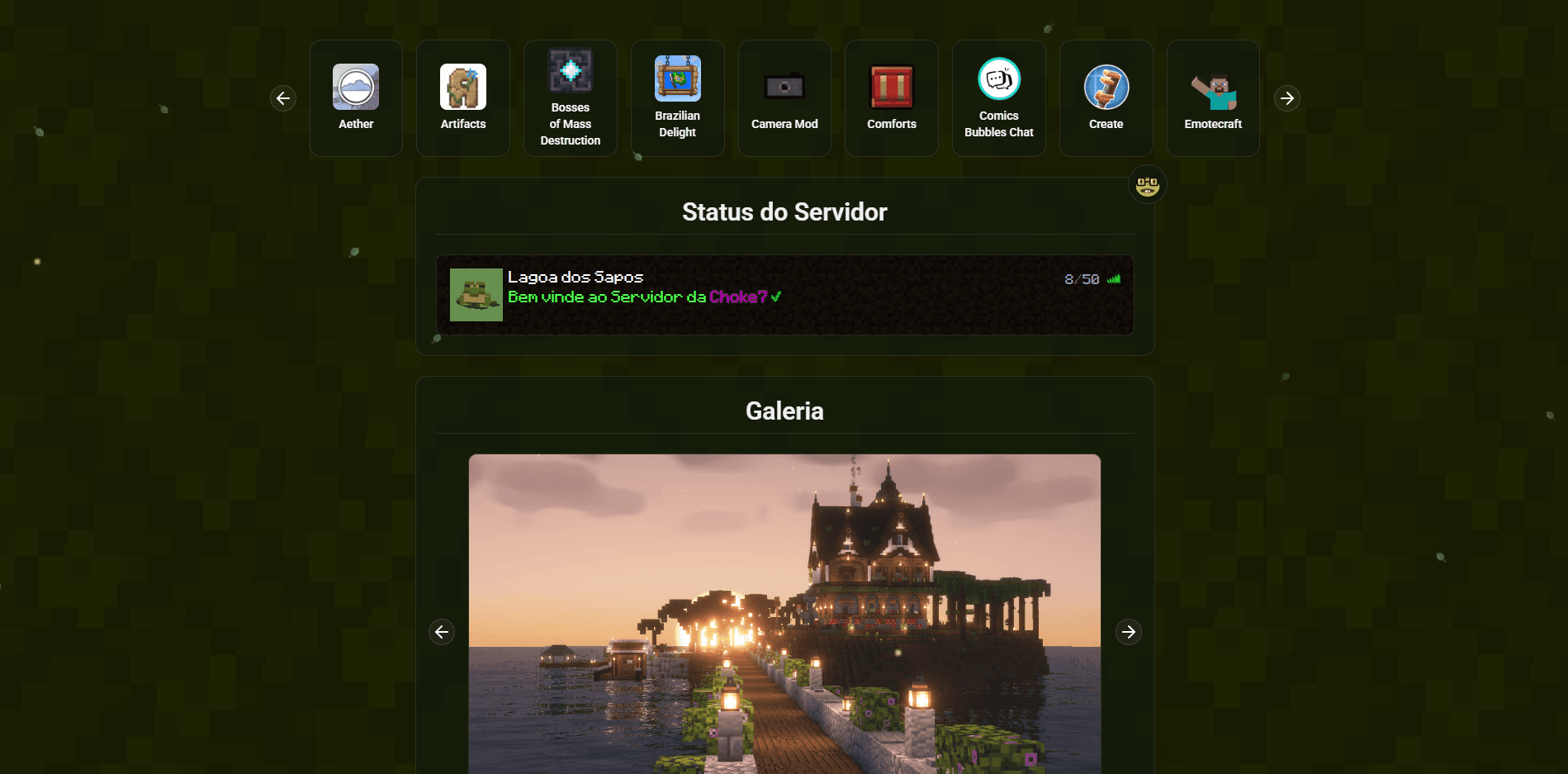 Imagem do projeto: Site para servidor de Minecraft Choke7