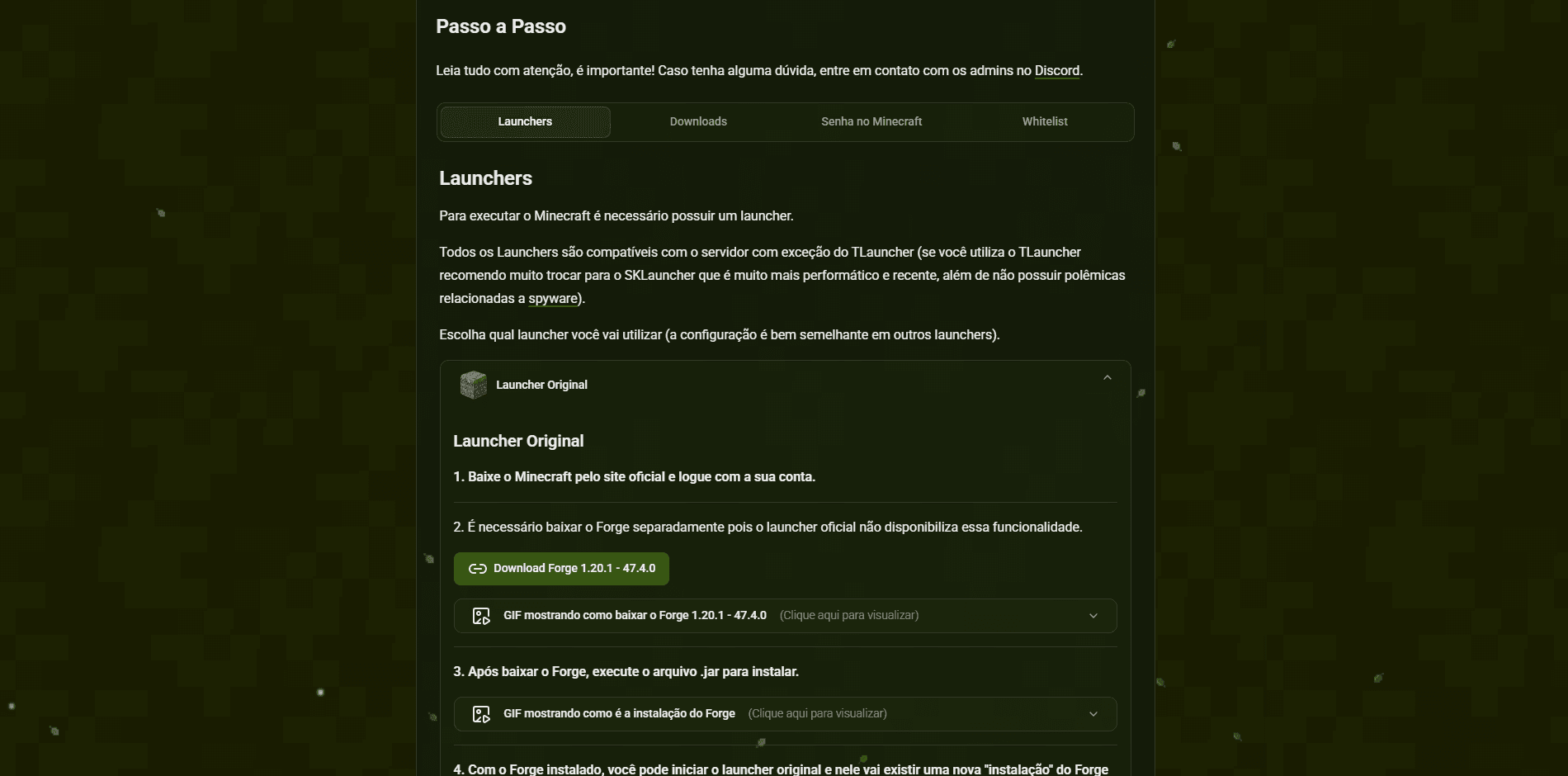Imagem do projeto: Site para servidor de Minecraft Choke7