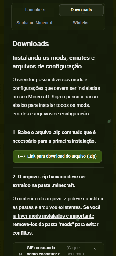 Imagem do projeto: Site para servidor de Minecraft Choke7